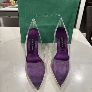 Jessica Rich Heels, So Fancy Sandal Clear top Heels Purple Bottom Size 42 NIB